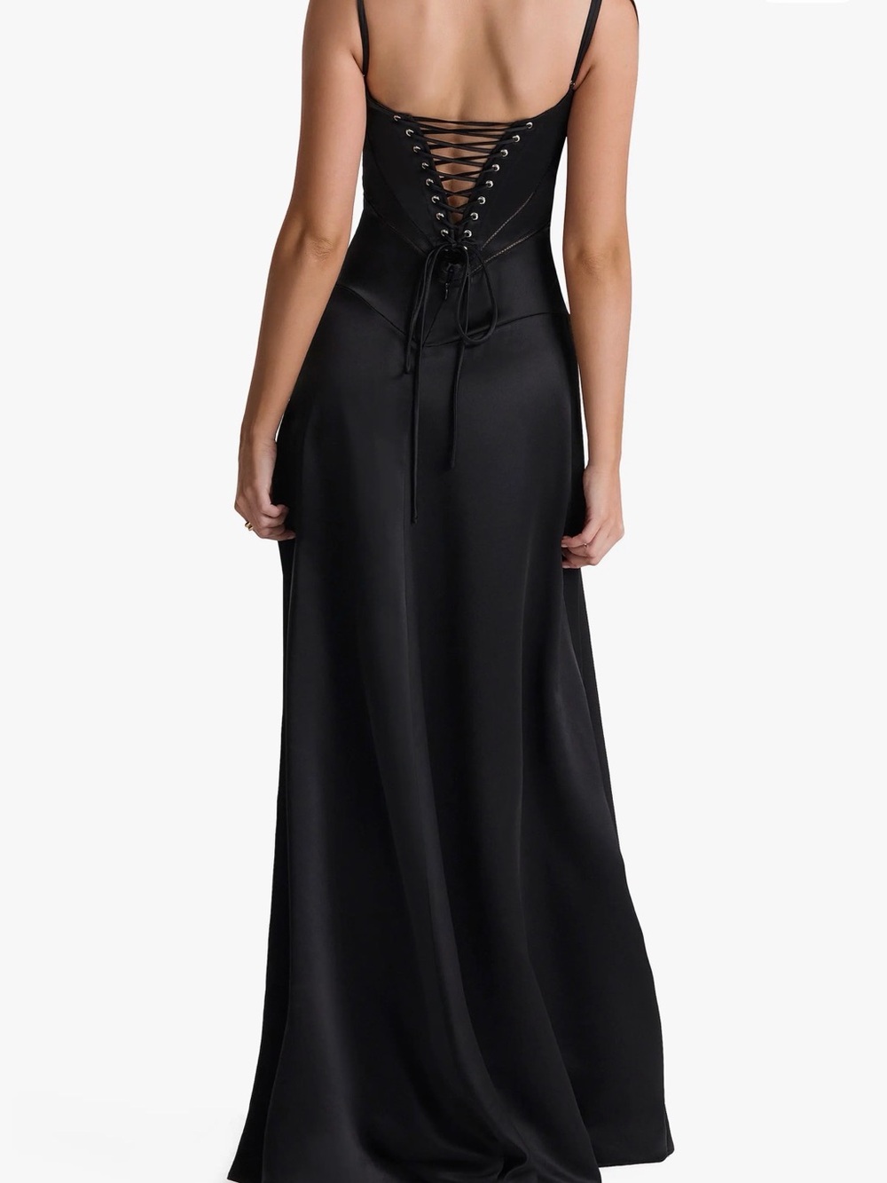 House of CB Anabella Black Satin Maxi gown Dress - Picture 2 of 6
